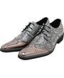 Henk ter Horst Scarpe stringate in PU | Stampa rettile Argento | Punta metallizzata Brogue.