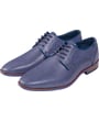Henk ter Horst | Scarpa derby blu in pelle di vitello | Texture con trama intrecciata