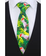 Henk ter Horst cravatta 100% cotone con stampa cacatua e foglie Verde