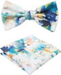 Henk ter Horst papillon in 100% cotone con stampa floreale acquerello turchese