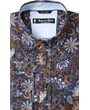 Henk ter Horst camicia casual | stampa paisley blu e marrone | manica lunga | easy care