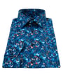 Olympl Luxor Modern Fit Cotton Florel Shirt Fleeve Blue