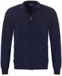 Pre End confortevole cardigan a maglia fine con zip 100% cotone Blu scuro