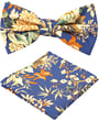Henk ter Horst papillon 100% cotone con stampa fiori e bambù blu